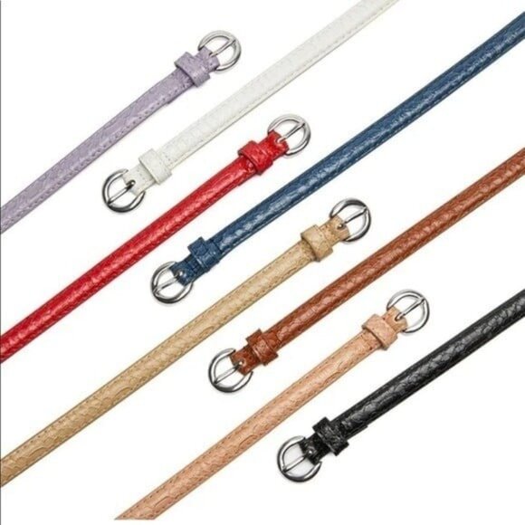 PU Leather Skinny Snake Texture Belt Set 3 - Picture 6 of 6